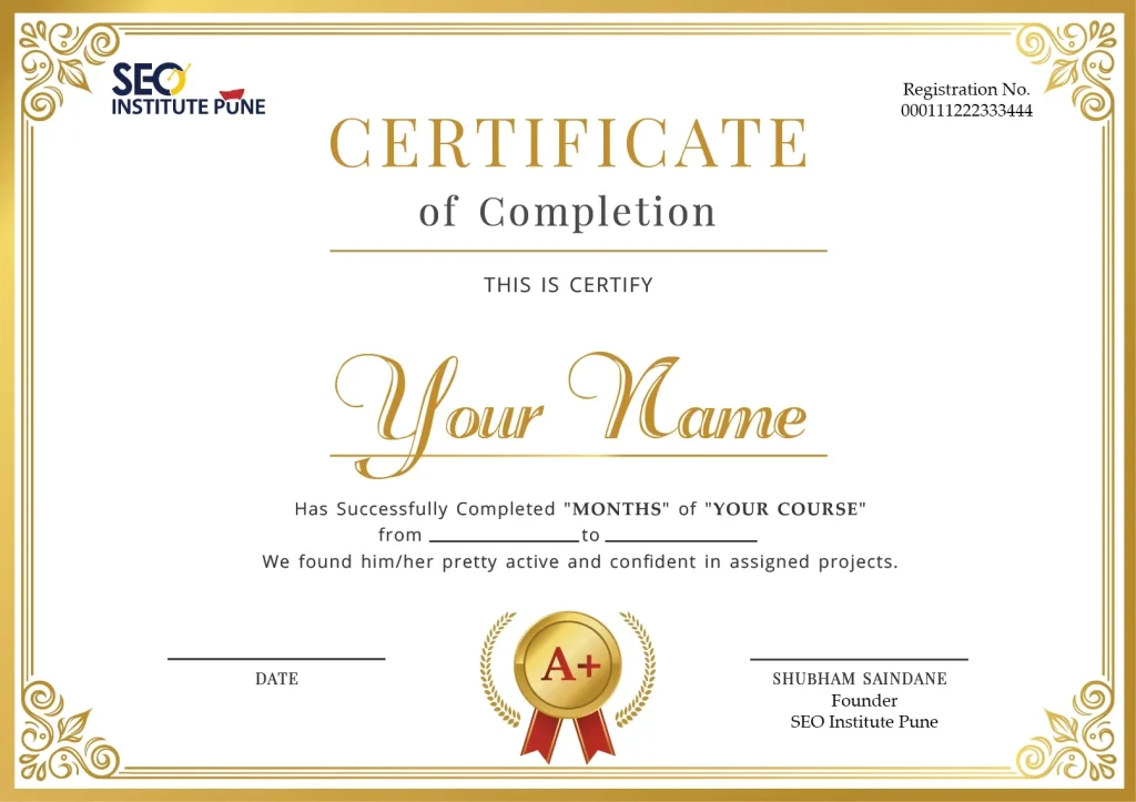 seo completion certificate seo completion certificate - seo institute pune